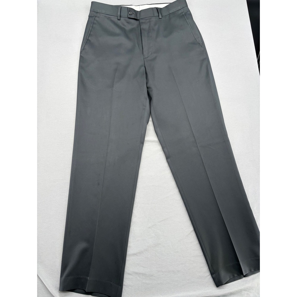 Louis Raphael Tailored Mens Dress Pants 32x32 Charcoal Gray Flat Front Straight